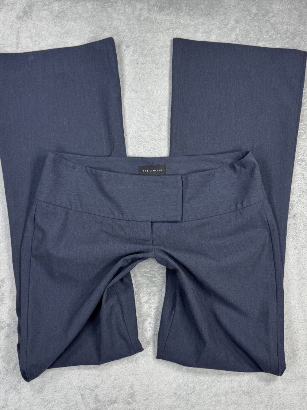 Y2K Office Siren The Limited Navy Low Rise Flare Wide Leg Dress Pants Womens 6